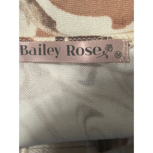 VGUC Bailey Rose Brown/Multi Print Crop Top Long Sleeve Slit Front Size Medium - Picture 3 of 5